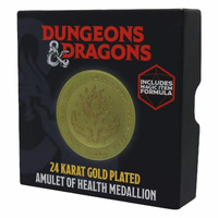 RPG Dungeons and Dragons - 24 Karat Gold Plated Amulet of Health Medallion