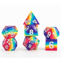 16mm Sharp Edge Silicone Rubber Poly Dice Set: Rainbow
