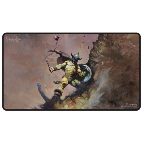Frank Frazetta - "Warrior with Ball and Chain" Black Stitched Playmat