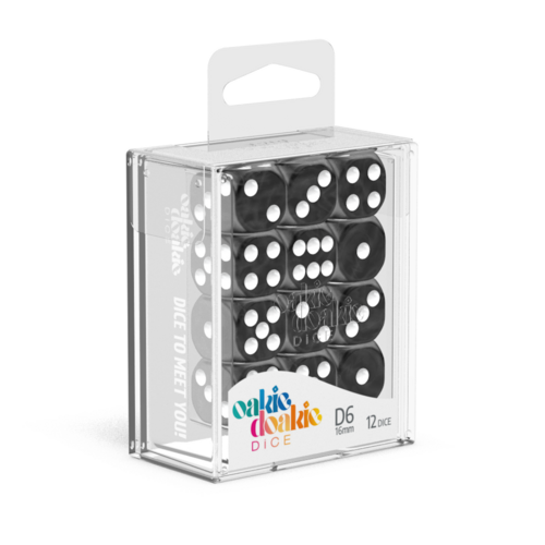 Oakie Doakie Dice D6 16 mm Marble - Black (12)