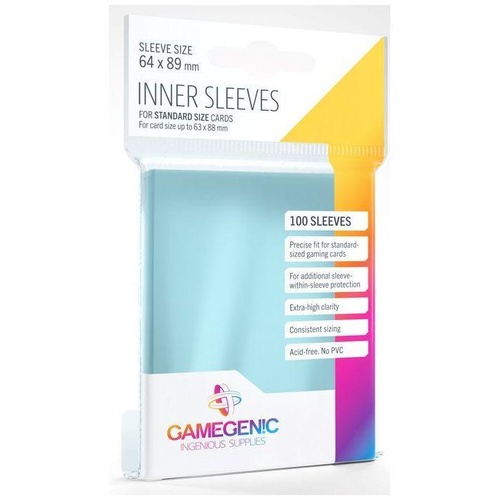 Gamegenic Inner Card Sleeves - Size Code INNER - (64mm x 89mm) (100 Sleeves Per Pack)