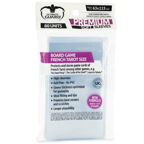 Ultimate Guard Premium Soft Sleeves for Cards French Tarot Cards (80) (63x115mm)