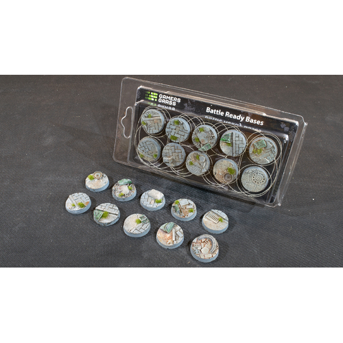Gamers Grass Battle Ready Bases Urban Warfare Round 25mm (x10)