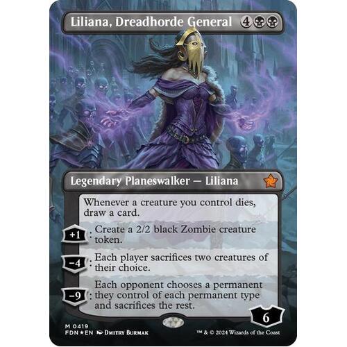 Liliana, Dreadhorde General (Borderless) (Mana Foil) FOIL - FDN