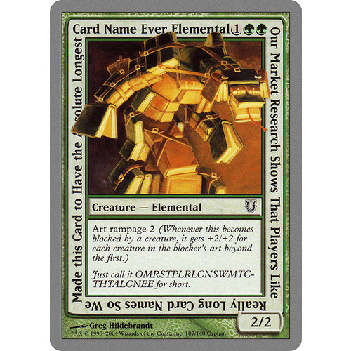 Our Market Research Shows That Players Like Really Long Card Names So We Made this Card to Have the Absolute Longest Card Name Ever Elemental FOIL - U