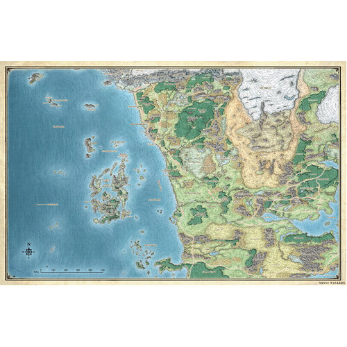 Dungeons and Dragons - Sword Coast Adventures Guide Faerun Map (Game Mat 27" x 32")