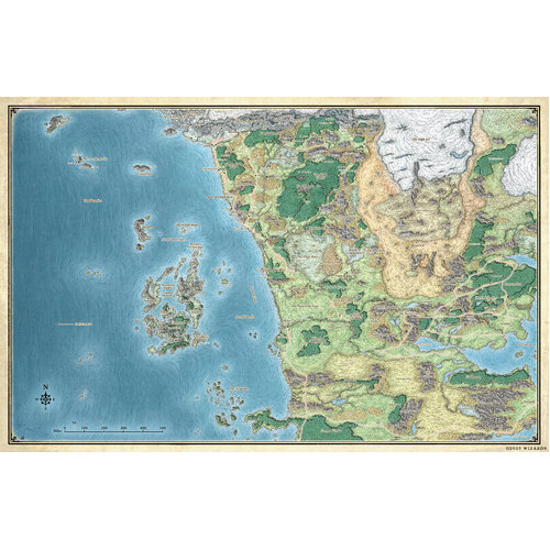 Dungeons and Dragons - Sword Coast Adventures Guide Faerun Map (Game Mat 27" x 32")